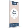 EUROPEL Supporto per Cartello a T Acrilico Trasparente 105 x 210 mm Verticale, Espositore da Tavolo per Menu Poster e Volantini, Porta Segnaletica per Ufficio Hotel Ristorante