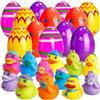 Lubibi 12 Pezzi Uovo di Pasqua Plastica Giocattolo Paperella di gomma Morbidi a Tema di parperelle di Gomma per Pasqua paperelle per bagnetto,Uova di Pasqua Piene di con Giocattoli Regalo Bambini
