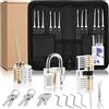 PERMUST Set Fabbro,Set Grimaldelli da 34 Pezzi,Grimaldelli Professionali con 3 Trasparente Serratura Lucchettogrimaldelli, strumenti di estrattore per fabbro principianti e professionisti