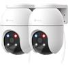 EZVIZ C8c 5MP 3K Kit da 2 Telecamere Wi-Fi Esterno, Telecamere Motorizzate 360°, Visione Notturna a Colori, Rilevamento AI Persone/Veicoli, Tracciamento Zoom Auto, Alexa/Google