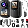 UtaUla Action Cam 5K, mini fotocamera sportiva WiFi 64G, fotocamera portatile con display fronte/retro e anteriore per vlog da viaggio, sport e immersioni
