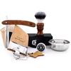 Haryali London, set da barba vintage di lusso per uomo - Kit da barba tradizionale completo con rasoio a mano libera, pennello da barba in tasso, ciotola da barba, coramella in pelle e pasta abrasive