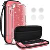 DLseego Custodia da Trasporto Compatibile con Switch Lite, Custodia da Viaggio Portatile Guscio Duro, 1 Custodia Glitter, 2 Proteggi Schermo e 4 Copripollice per Switch Lite- Rosa