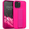 kwmobile 1x Custodia Compatibile con Apple iPhone 13 PRO Max - Cover Supporto Dita - Back Case per Smartphone - Protezione Gommata Rosa Shocking