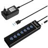 Zevmi Hub 3.0 Attivo con Alimentatore - 7 Porte USB Splitter Extender, Multi Adapter per PC, Laptop, Flash, HDD Mobile