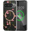 kwmobile Custodia Rigida Trasparente per Google Pixel 10 PRO XL Cover - Compatibile con MagSafe - Protezione Extra con Bordi in TPU - Fiori di Campo
