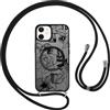 Yoedge Cover Magnetica per iPhone 11 6,1 con Cordino,Compatibile con MagSafe, Aesthetic Fiori Disegno Custodia con Tracolla Laccio Corda Collana, Traslucida Matte Silicone TPU PC Antiurto Case,Nero 2