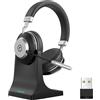Wantek ‌Cuffia Business Noise Cancelling Attivo & Ricarica Wireless - Doppia Modalità BT5.3/2.4GHz, 45h Autonomia, Driver 40mm 116dB + IPX4 per PC/PS5/Smartworking