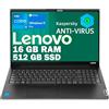 Lenovo, Pc portatile notebook, Cpu Intel i5 13Th, 13420H 8 Core, 16 Gb ram, Full HD 15,6, SSD Pci Nvme 512 GB, webcam, usb, Win 11, ANTIVIRUS KASPERSKY, Pronto all'uso, GARANZIA ITALIANA