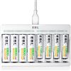 EBL 8 Slot Caricabatterie Indipendente Batterie Ricaricabili, Caricatore per AA AAA Ni-MH Batterie Ricaricabili con 4 pcs AA 2800mAh & 4 pcs AAA 1100mAh