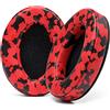 WC PadZ - I cuscinetti per eccellenza di Wicked Cushions - Compatibili con Audio Technica, HyperX, SteelSeries Arctis - Extra spesso - Apertura più ampia - Morbida memory foam | Rosso Camo