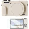 K&F CONCEPT Custodia morbida in silicone per fotocamera G7X3 - Beige | Compatibile con Canon PowerShot G7X Mark III, G7X3, con copriobiettivo rimovibile e pellicola protettiva per schermo*1