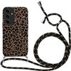 Xylota Cover per Samsung Galaxy S25 Edge 5G con Cordino, Aesthetic Disegni Custodia con Regolabile Tracolla Laccio Collana Case, Silicone Bumper Custodie per Samsung S25 Edge 5G 6,7'', leopardata 01