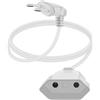 YINGAYOU Prolunga Elettrica Europea 2.5A 250V 625W 90 Gradi Cavo Prolunga Elettrica 2x0.75 mm² per Elettrodomestici, Lampada, TV (Bianco, 1 m)