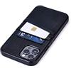 Dockem - Custodia a Portafoglio per iPhone 12 e 12 Pro: Piastra Metallica Integrata per Montaggio Magnetico e 2 Porta Carte di Credito: Exec M2 da 6.1, in Pelle Sintetica Liscia (Nero)