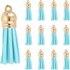 PATIKIL 1.5 Nappe Pelle Mini, 30Pz Ciondoli in Pelle Nappine Colorate Charm Portachiavi Con Cappuccio Dorato Per Decorative Borse Bracciali Creazione Gioielli Portachiavi, Azzurro
