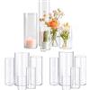Vnituasr Vaso di vetro decorativo da tavolo, vaso di vetro cilindrico può essere utilizzato per fiori, ciottoli, vasi da tavolo decorativi in vetro, dimensioni miste, per matrimoni (15, 10 + 15 + 19 + 20 + 25