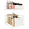 DAWNYIELD Organizzatore Scorrevole Sotto il Lavandino a 2 Ripiani, Bianco | con Cassetto Portaoggetti e Cestello Estraibile, Portaspezie Multiuso Salvaspazio per Armadietto, per Cucina, Bagno