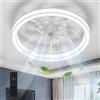 Mckalen Ventilatore da Soffitto con Luce 48CM, 6 Velocità con Telecomando, Lampada Ventilatore da Soffitto Reversibile, Timer, 7 Pale, Estate/Inverno, Soffitto Camera da Letto, Cucina (Bianco)