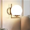 ZMH applique da parete camera da letto - illuminazione a parete vetro palla scala oro vintage lampada da corridoio bagno paralume in vetro design moderno E27 illuminazione per - senza lampadina