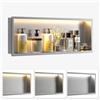 Bernkot Nicchia da parete in acciaio inox con LED, doccia con illuminazione per bagno, nicchia da incasso con regolazione della temperatura del colore per bagno, 30 x 90 x 10 cm, argento