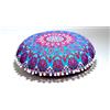 INDIAN CRAFT CASTLE Copricuscino rotondo per cuscino da pavimento con mandala, imbottitura per seduta, copricuscino hippie decorativo bohémien, pouf ottomano, fodere per cuscini con pompon, copricuscini boho indiani da