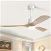 Sofucor 132cm Ventilatore da Soffitto con Luce, Dimmerabile 3CCT, Telecomando, 6 Velocità, Timer, DC Silenzioso Lampada Ventilatore Soffitto in Legno per Camera
