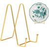 Fulushouxi Porta Piatti da Esposizione, 14,5 cm Supporto per Piatti da Esposizione, Portapiatti, Supporto in in Metallo, Cavalletto Espositore per Quadri portafoto leggio portacornici(giallo oro)