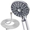 YEAUPE PRO Soffione doccia e tubo, 1,6 m tubo in acciaio inox, alta pressione, 6 modalità, rotondo grande (Φ100 mm), flusso potente, soffione doccia elettrico universale portatile per bagno, G1/2,