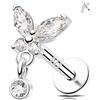 Melighting Orecchini a forma di elica, in argento 925, con filettatura interna, piatta, per labbra, orecchini a farfalla, trago, cartilagine, gioielli, 16G 6MM, Argento sterling