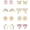 MILACOLATO 8 Paia Set Orecchini Donna Argento 925 Orecchini Bambina Anallergici Orecchino a Farfalla Fiore Stella Cuore Piccolo Orecchino Bambina Gioielli Oro