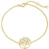 Carleen Bracciale con Albero Della Vita in Argento Sterling 925 Massiccio, Placcato Oro Giallo, per Donne e Ragazze e Adolescenti, Lunghezza della Catena: 16 + 3 cm