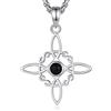 AEONSLOVE Collana Nodo della Strega Argento 925 Donna Ragazze Argento 925 Donna Ragazze Collana di Nodi delle Streghe Ciondolo Celtici con Ossidiana Gioielli da Strega