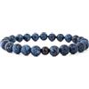 Akitsune Bracciale Globae Pearl | Bracciale Donna Uomo Onice Pietra Lavica - Marmo Blu - 20 cm