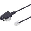 1aTTack.de 1x 3,0 m - Cavo telefonico TAE-N a RJ11 6P2C con ponte