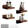 JUNJIEFU 4 piccoli scaffali da parete - Mensola sospesa in legno per parete, piccolo ripiano da parete per camera da letto, bagno, soggiorno e cucina, moderna mensola da parete per decorazione e