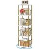 IBUYKE Librerias Girevole a 4 Ripiani,Libreria Verticale,Bianco TBC004GW | Scaffali in legno Girevole a 360°con Display Libreria da Pavimento per Camera da Letto Soggiorno