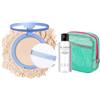 Bploar Polvere di fissaggio compatta, 10 g, opaca setosa, impermeabile, naturale e di lunga durata, con detergente per nappe di polvere da 80 ml e borsa per il trucco compatta (01#)