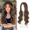 FESHFEN Parrucca Lunga Ondulata - Lace Front Parrucca per Donna Lunghe Ondulate Castano Wigs Naturali Sintetici Capelli Parrucche Uso Quotidiano Festa, 60 cm