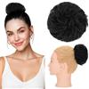Silk-co Grande Chignon Finto per Capelli Ricci 45g Chignon Capelli Veri Umani Naturali Coda Extension per Donna, Nero Scuro