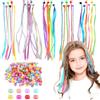 VEOIRXU 30 Pezzi Extension per Capelli Colorati con Clip Kit per Colorate Capelli con 100 Mini Perline per Capelli Set di Accessori per Acconciature Extension per Capelli Treccine per Ragazze Bambini