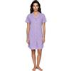 Zeitlos Camicia da notte da donna a maniche corte Milla con limoni, M-2XL, con bottoni e colletto, lilla., L