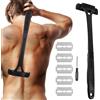 NONE Rasoio per il corpo dei peli del rasoio per la schiena da uomo, manico lungo di sicurezza, trimmer pieghevole, rimozione delle gambe del corpo, rasoi per la schiena con strumento per rasoio da barba