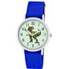 Brecjon Orologio da polso per bambini, con dinosauro T Rex e lancette luminose, 5 ATM, impermeabile, in tessuto, Quadrante blu reale/luminoso