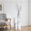 Sziqiqi Vaso alto bianco per pavimento: 27,6/55,1 cm, cilindrico in metallo, fatto a mano, vaso decorativo extra large, set di 2 vasi decorativi moderni a nido d'ape, grande vaso per soggiorno, angolo