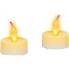 Relaxdays Lumini, Illuminazione LED, Set Doppio, Illuminazione Suggestiva per Eventi, Candele, Luce a Fiammella Gialla, Batterie,Bianca, Set da 2 pz.