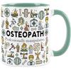 Purely Home Tazza in ceramica con motivo osteopata, divertente idea regalo, per tè e caffè, colore: turchese
