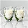 Lxoraziy Set 2 Tazze in Vetro a Doppia Parete 350 ml, Vetro Borosilicato con Fiori Secchi Decorativi, Tazze Isolanti per Caffè Espresso Latte e Tè(Serie Verde)