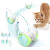 ZeLing HTL Giocattolo interattivo per gatti auto: funzione a ruota libera a 360°, 2 piume di menta camomilla, modalità auto/manuale - per gatti domestici