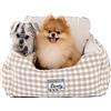 PETEPELA Seggiolino auto per cani di piccola taglia, rimovibile e lavabile, antiscivolo, da viaggio, beige
